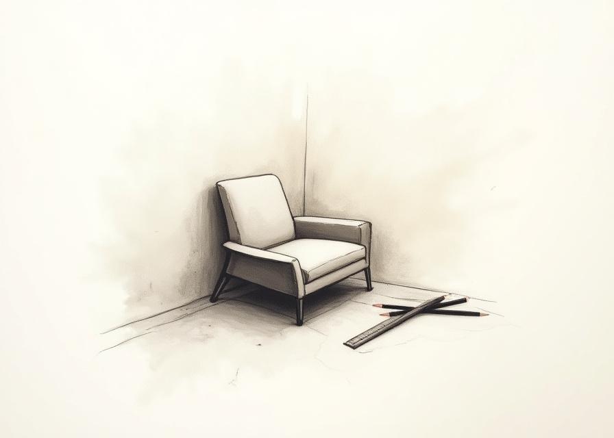 Hand-drawn furniture concept sketch